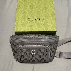 Gucci Black and Gray GG Belt Bag